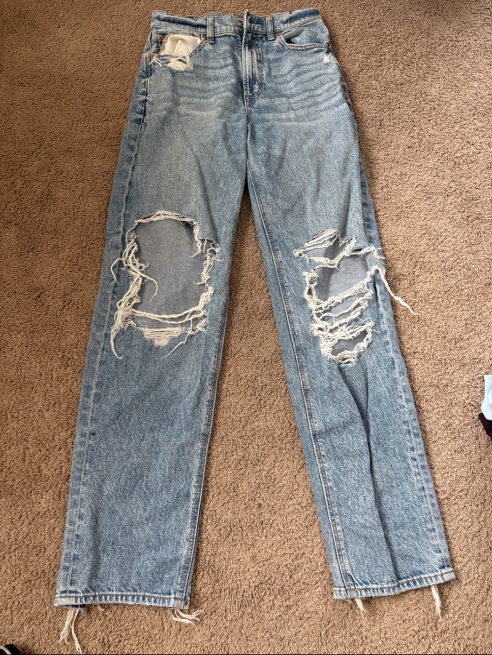 American Eagle Outfitters Light Blue Distressed Wide Leg Jeans